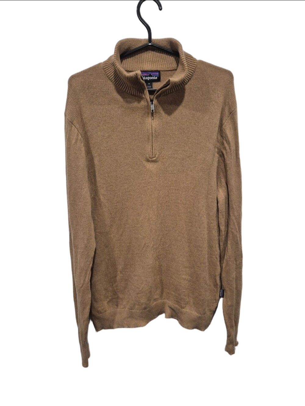 Patagonia Men's Recycled Cashmere Blend 1/4 Zip Pullover Sweater Tan M